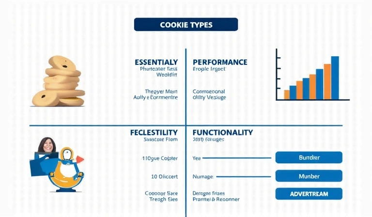 Gráfico de barras que muestra el uso de diferentes tipos de cookies