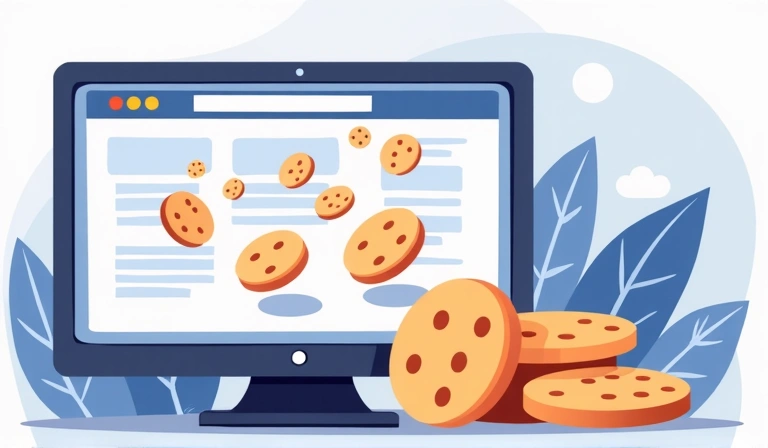 Ilustración de galletas digitales que representan cookies de navegador