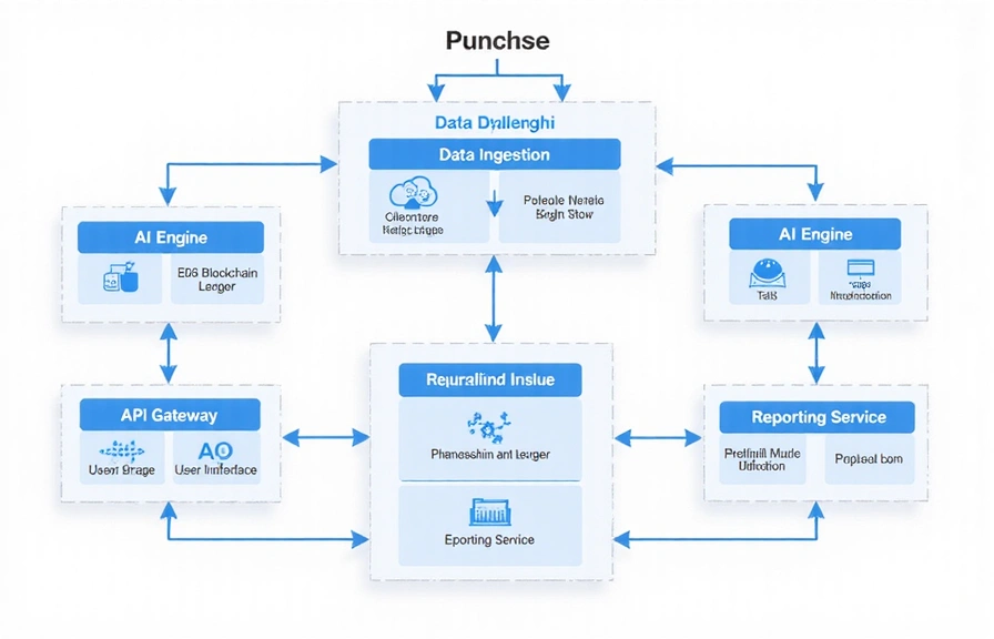 Diagrama de arquitectura de microservicios de Auditoría+ AI, mostrando componentes clave y flujos de datos.